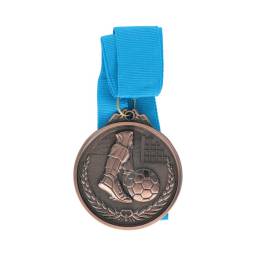 Medalla de ftbol bronce con cinta 6.5 cm 