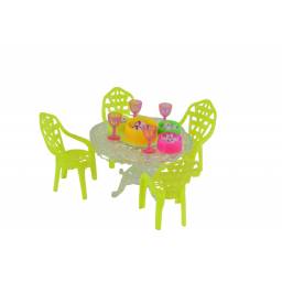 Set de mesa con sillas y accesorios 16 x 12 cm