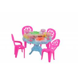 Set de mesa con sillas y accesorios 14 pcs - 12 x 8 cm