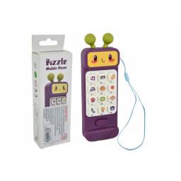 Telfono de juguete violeta con luz y sonidos 16x6cm.