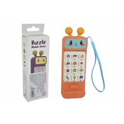 Telfono de juguete naranja con luz y sonidos 16x6cm.