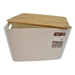 Caja plstica con tapa de madera 36x24x25