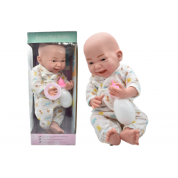 Beb realista con mamadera en bata 38x15.8cm