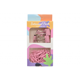 Set de papelera clips y ganchos rosa 12x7cm