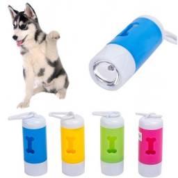 Dispensador de bolsas sanitarias para mascotas con linterna 10x4cm
