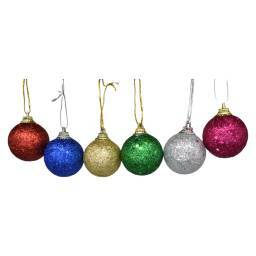 Bolas de navidad con glitter 4cm x6unidades