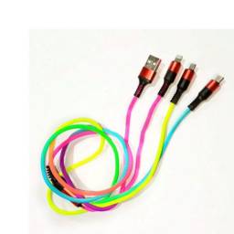 Cable cargador USB 3 en 1 forrado multicolor